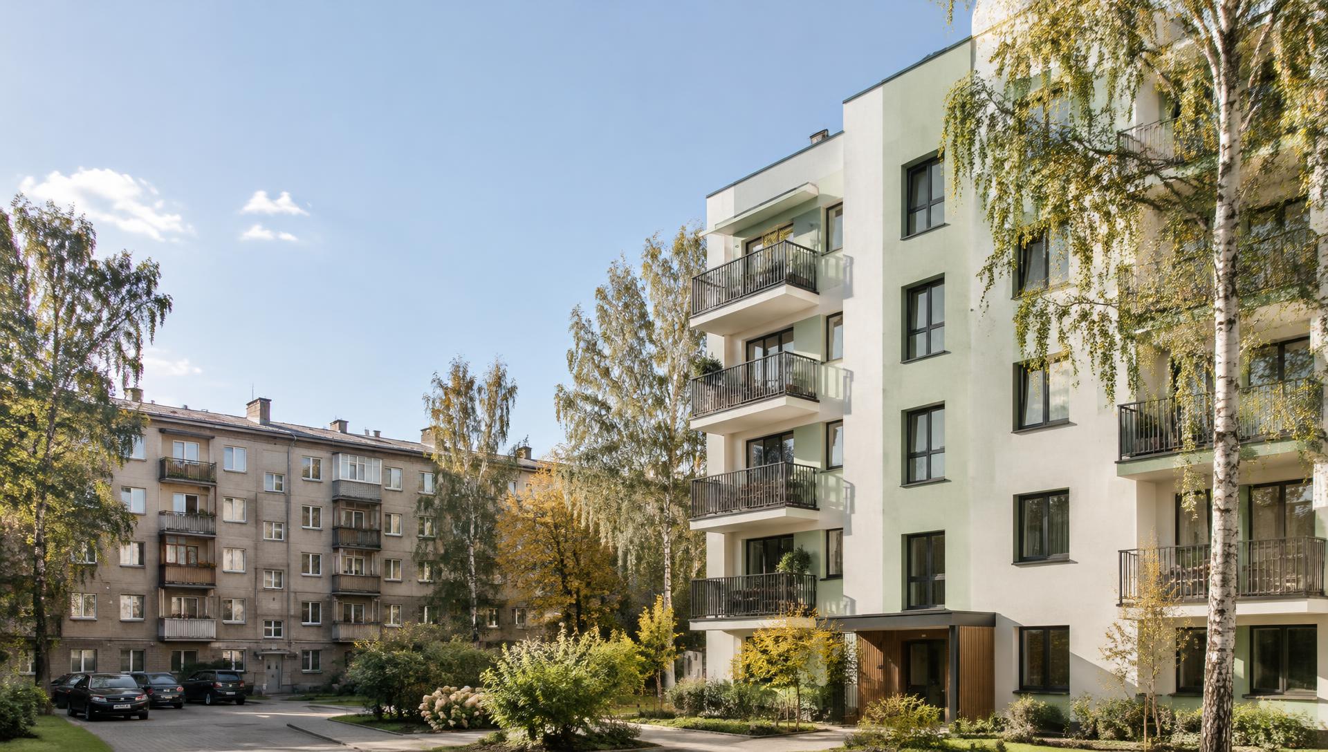 Senesnio ir atnaujinto daugiabučio architektūrinė vizualizacija